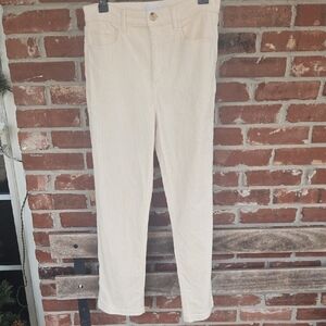 LOFT Cream Straight Leg Corduroy Pants